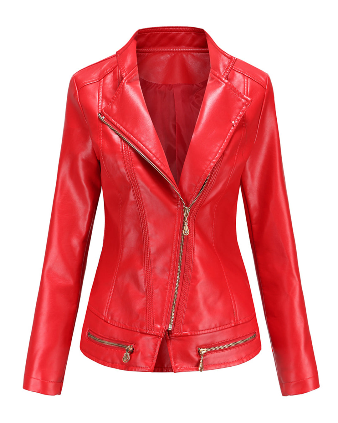 Faux Leather Thin Jacket S Red (Thin) 