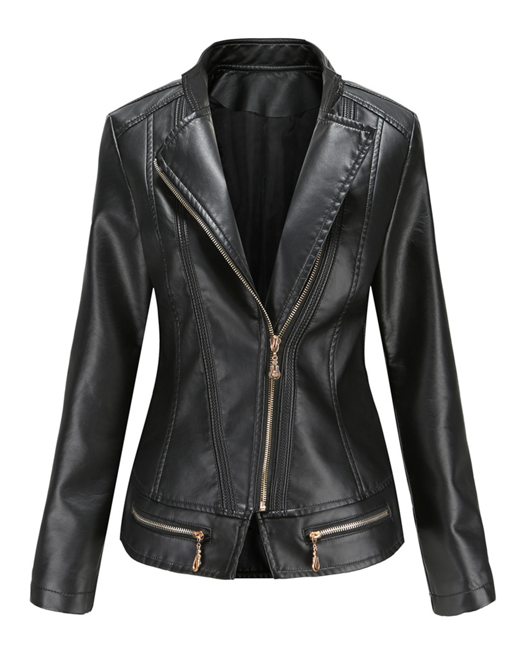 Faux Leather Thin Jacket S Black (Thin) 