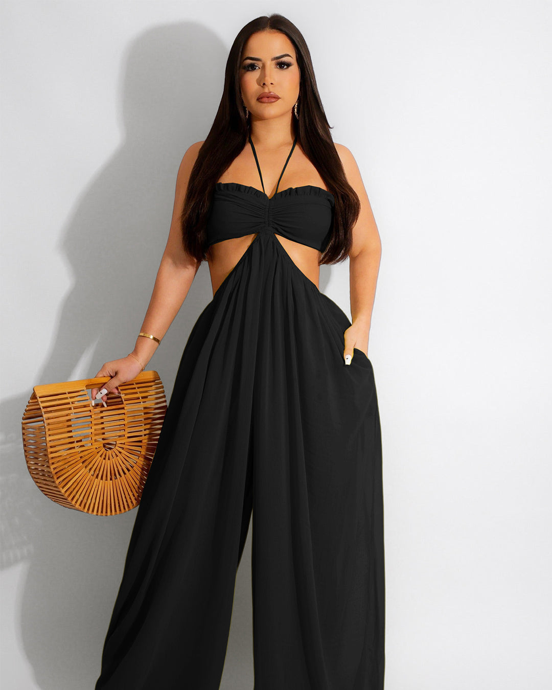 Chiffon Chest Wrapped Jumpsuit   