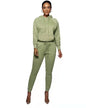 Hooded Pullover Trousers & Long Sleeve Sweater Set Green XS 