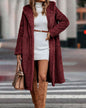 Solid Color Long Sleeve Woolen Coat S Burgundy 