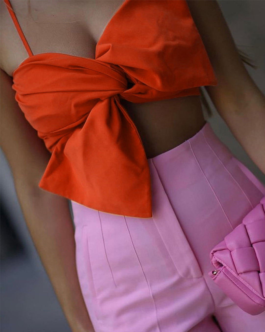 3D Bow Backless Camisole S Orange 
