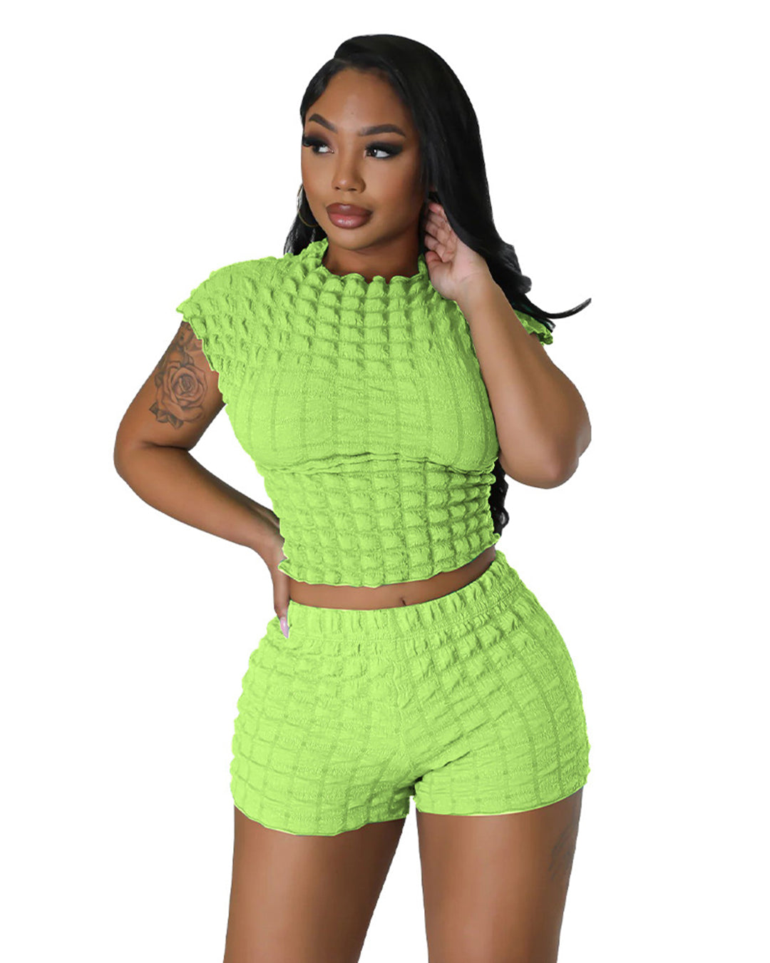Popcorn Bubble Two Piece Set S Light Green 