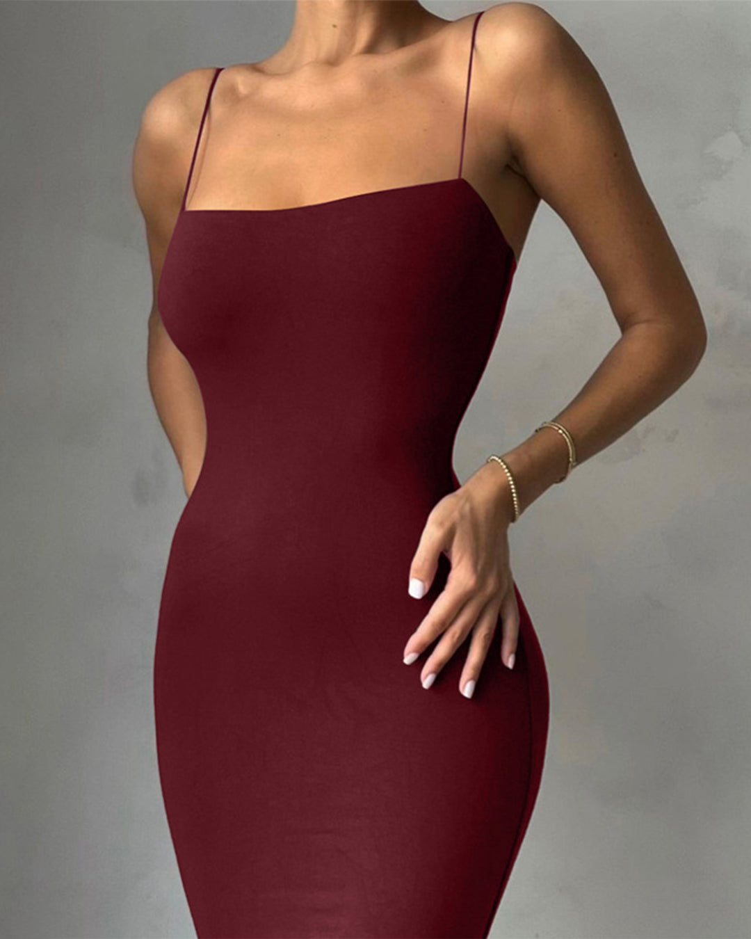 Sling Maxi Dress Slim Dress S Burgundy 