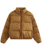 Stand Collar Zipper Cotton Padded Jacket XS Nacarat 