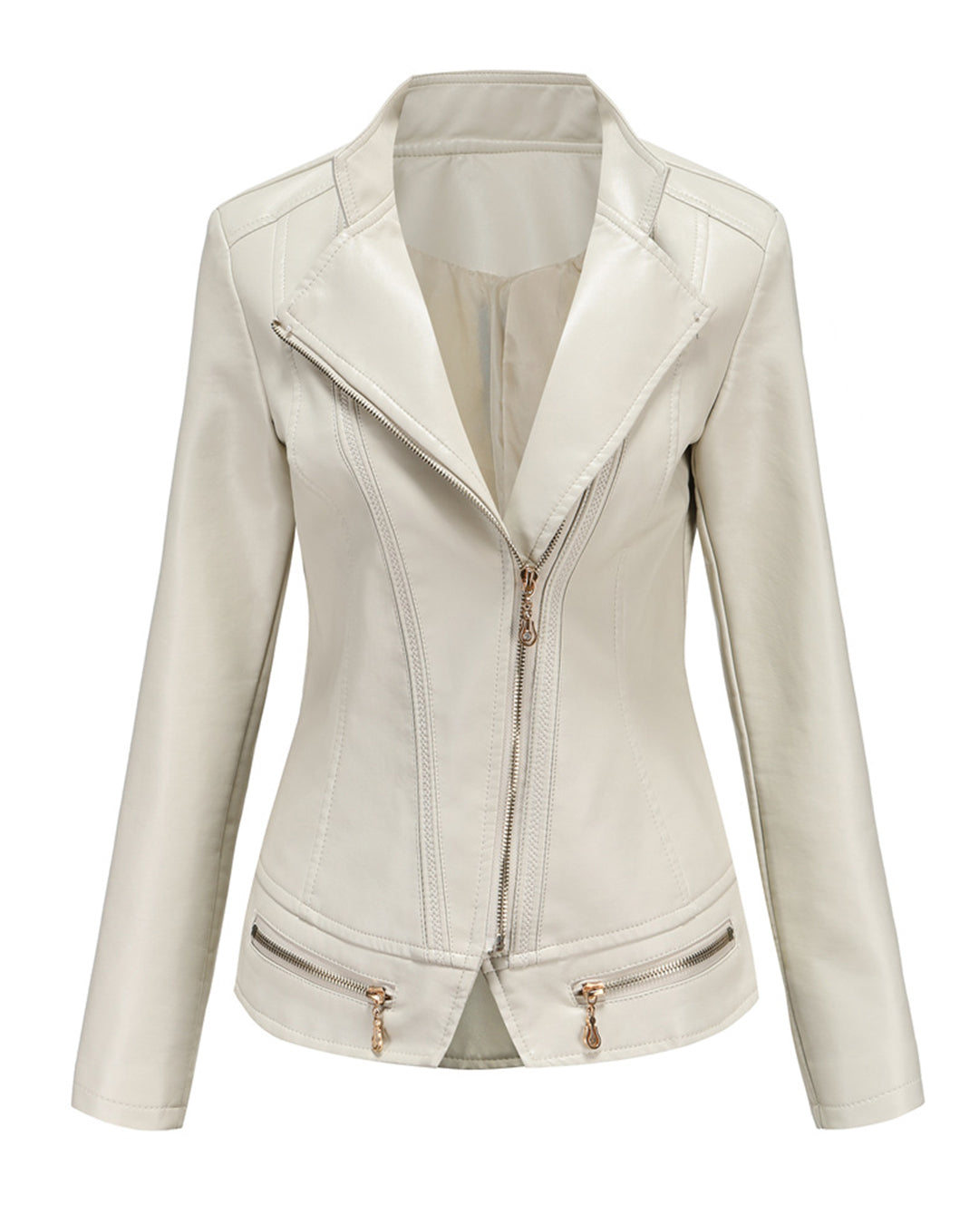 Faux Leather Thin Jacket S Beige (Thin) 