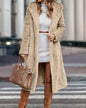 Solid Color Long Sleeve Woolen Coat S Gray 