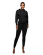 Hooded Pullover Trousers & Long Sleeve Sweater Set Black XS 