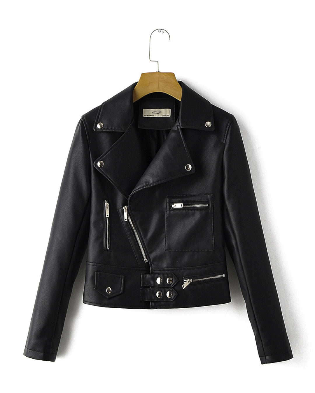 Faux Leather Jacket S Black 