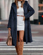 Solid Color Long Sleeve Woolen Coat S Purplish Blue 