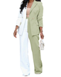 Multicolor Long Sleeve Top & Casual Trousers Set S Light Green 