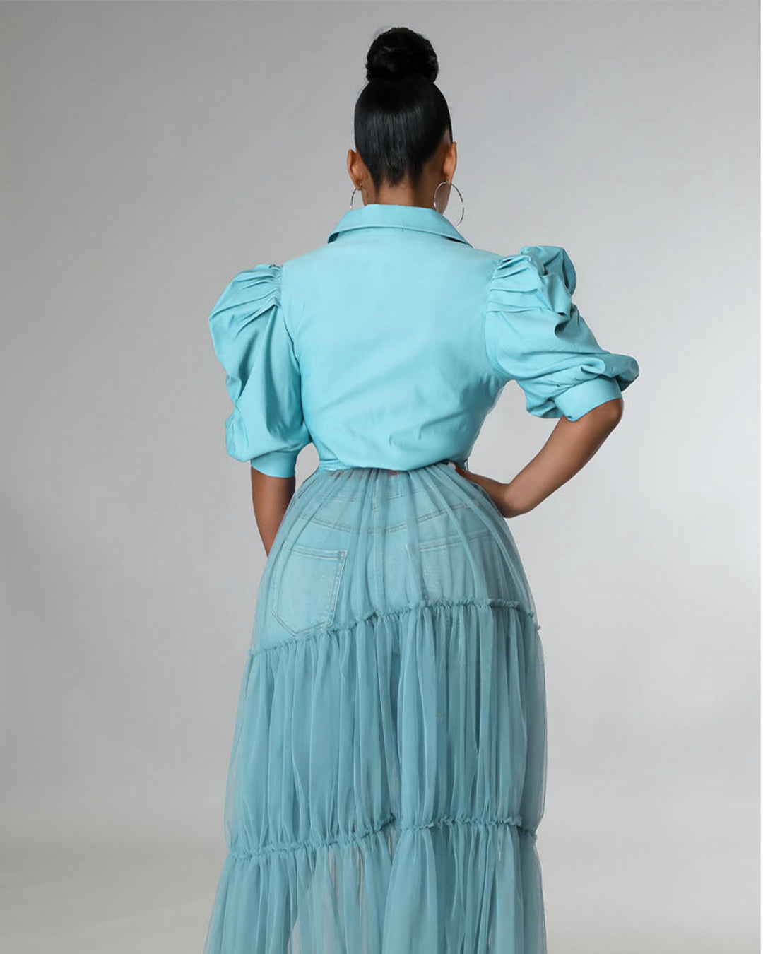 Short Sleeve Casual Shirt M Blue 