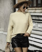 Pullover Loose Fitting Solid Color Sweater S Apricot 