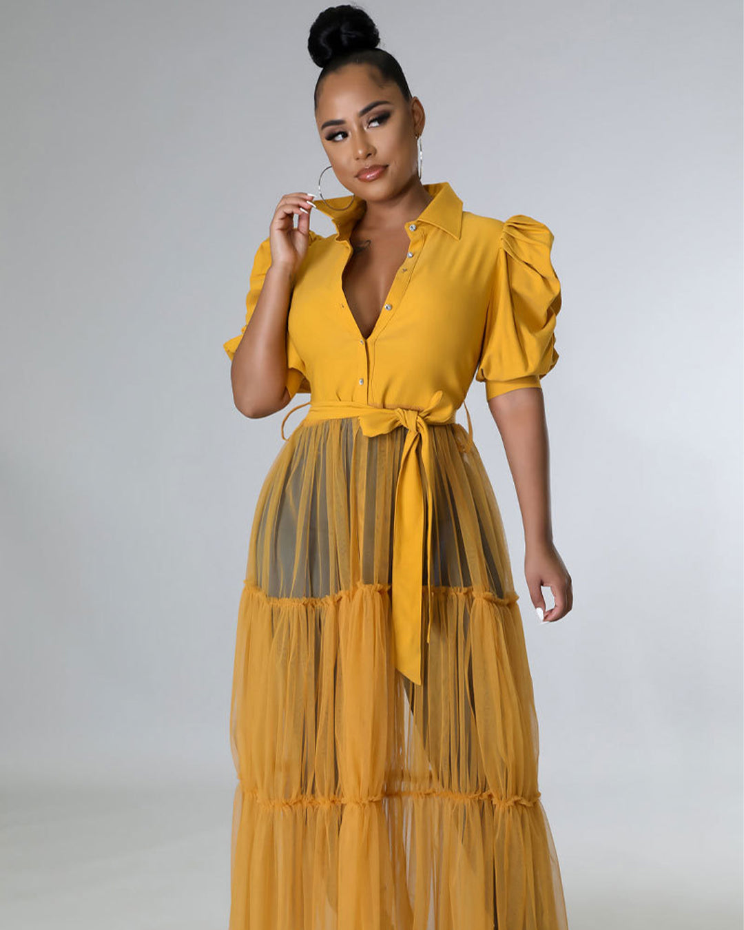 Short Sleeve Casual Shirt S Yellow 