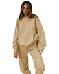 Round Neck Sweater & Skinny Trousers Set S Apricot 