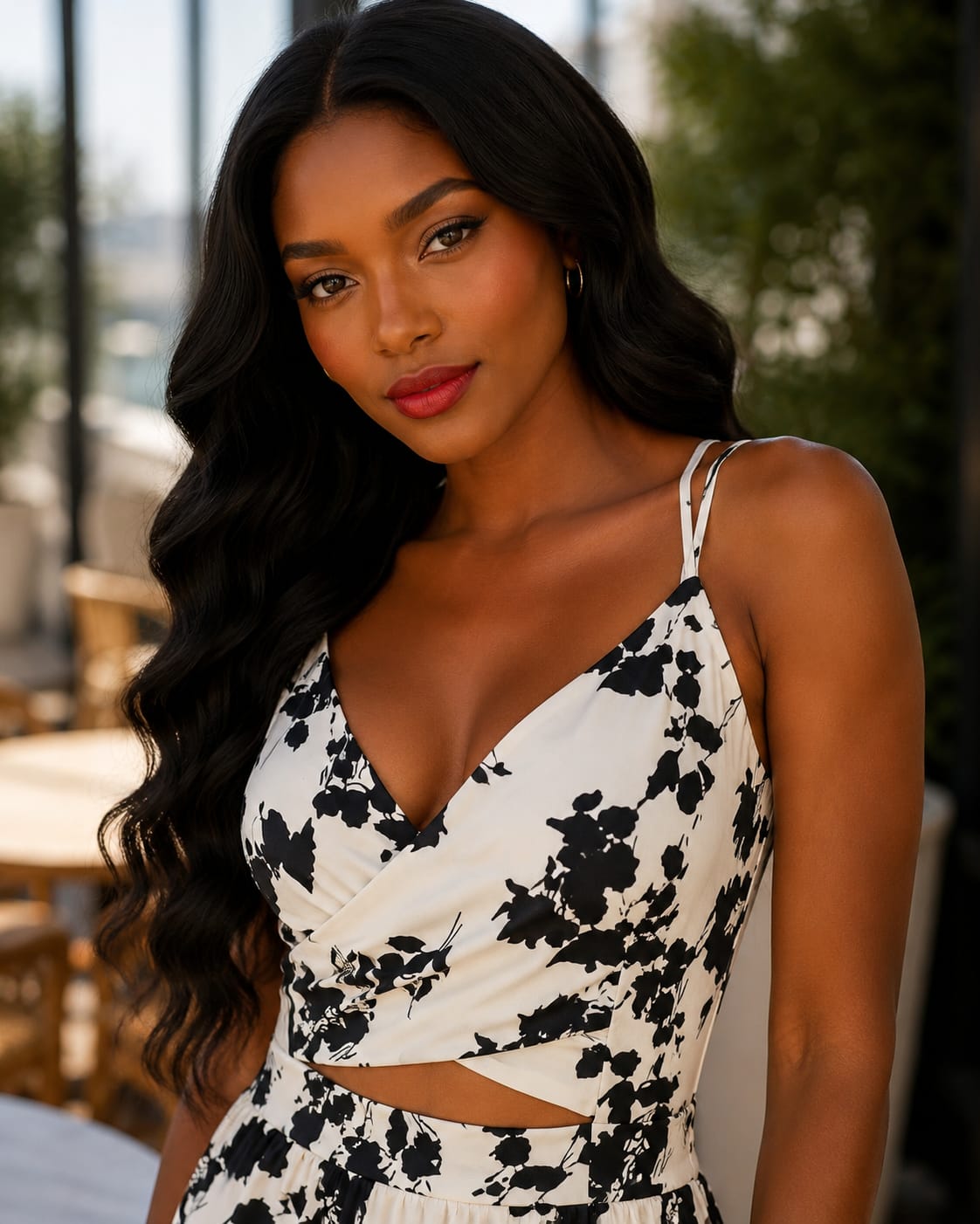 Ivory Noir Bloom Maxi Dress