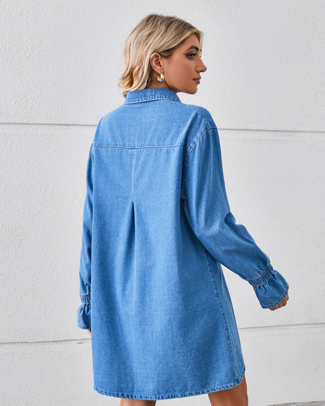 Pocketed Dropped Shoulder Denim Dress   