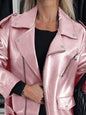 Full Size Zip Up Long Sleeve Jacket Plus Size Pink S