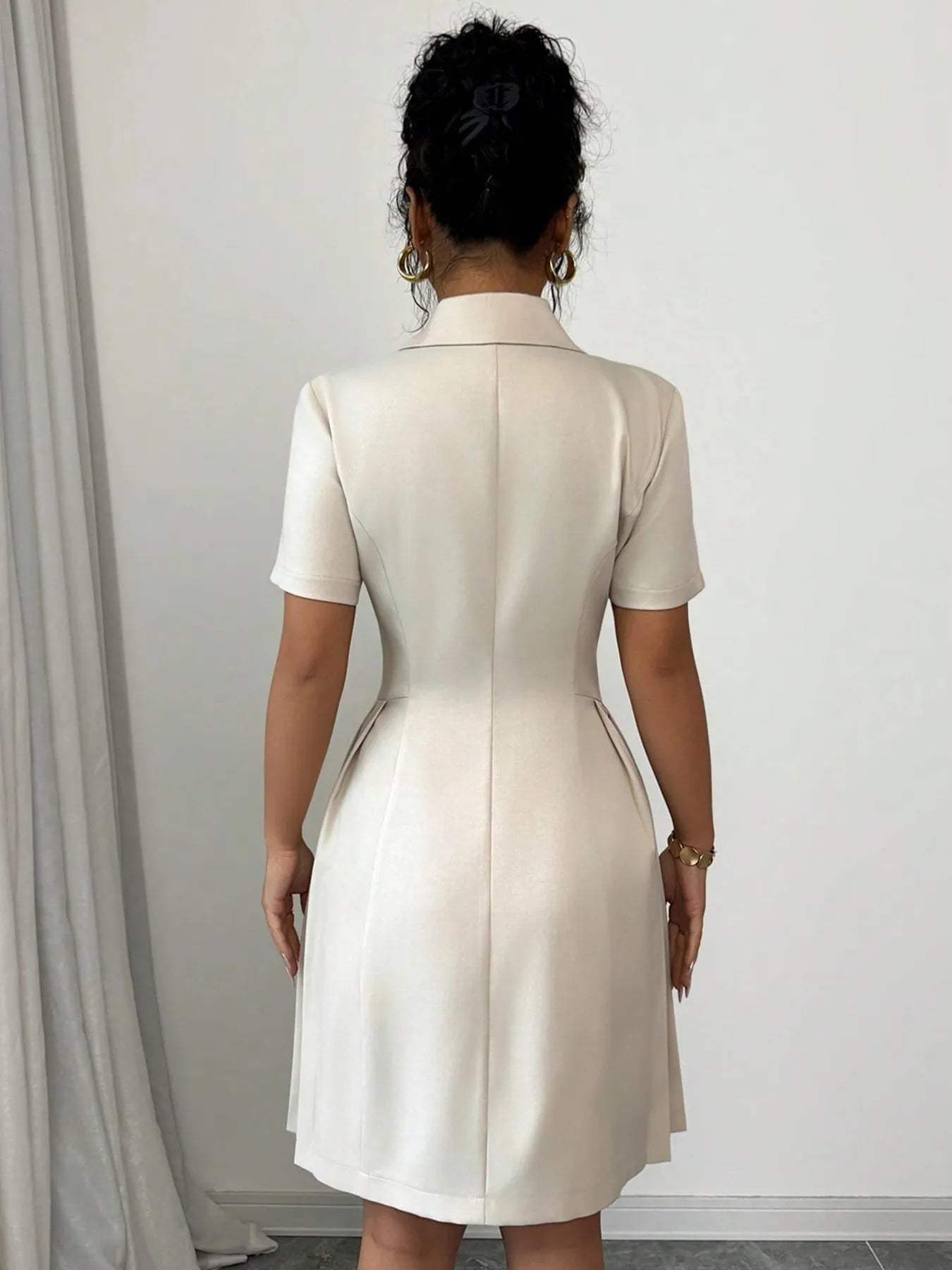 Double-Breasted Short Sleeve Dress