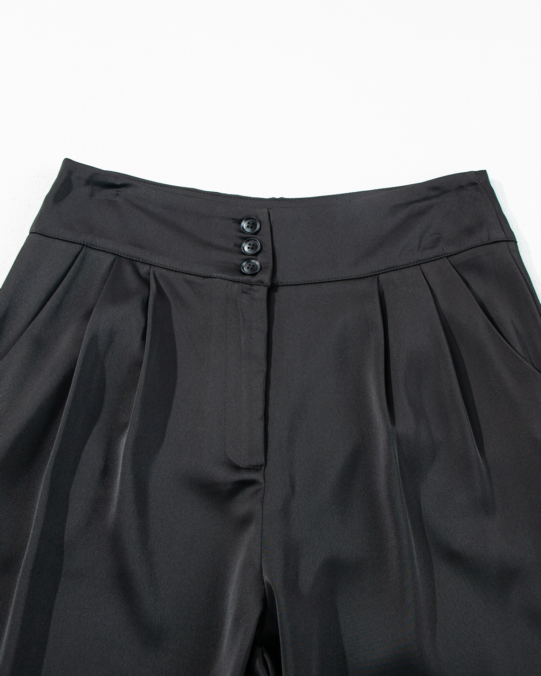 Black Button High Waist Tapered Pants   