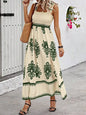 Smocked Printed Wide Strap Maxi Dress Moss S