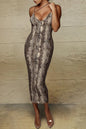 Animal Print V-Neck Cami Dress Snakeskin S