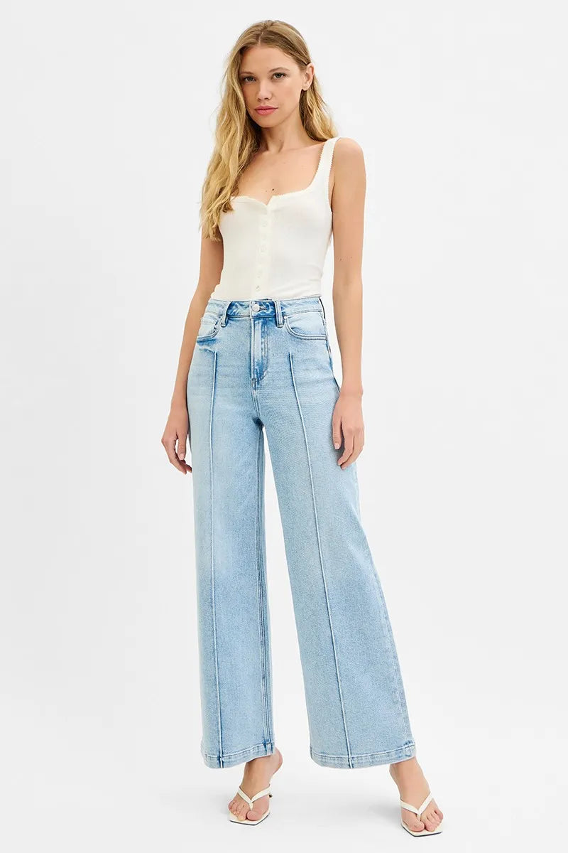 High Waist Wide Leg Pintuck Detailed Plus Size