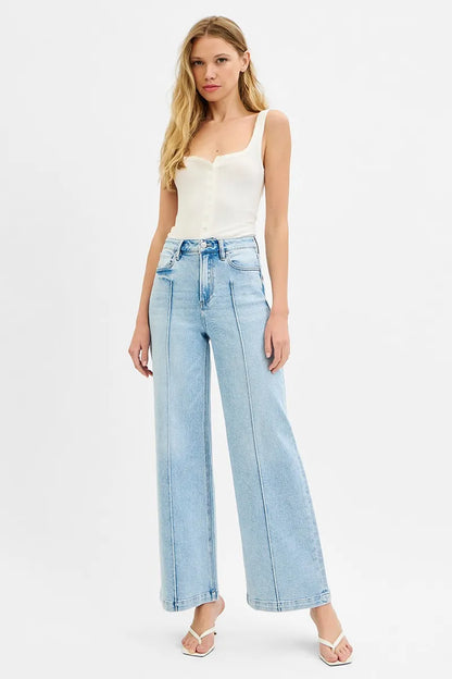 High Waist Wide Leg Pintuck Detailed Plus Size