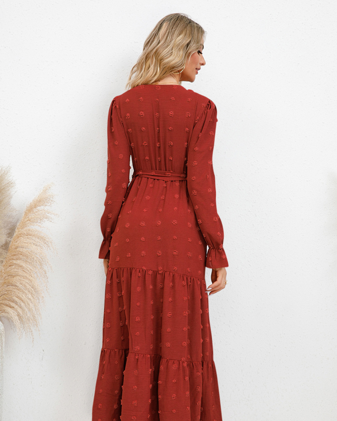Swiss Dot Tied Surplice Dress   