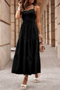 Black Crossover Backless Bodice Tiered Maxi Dress Black S