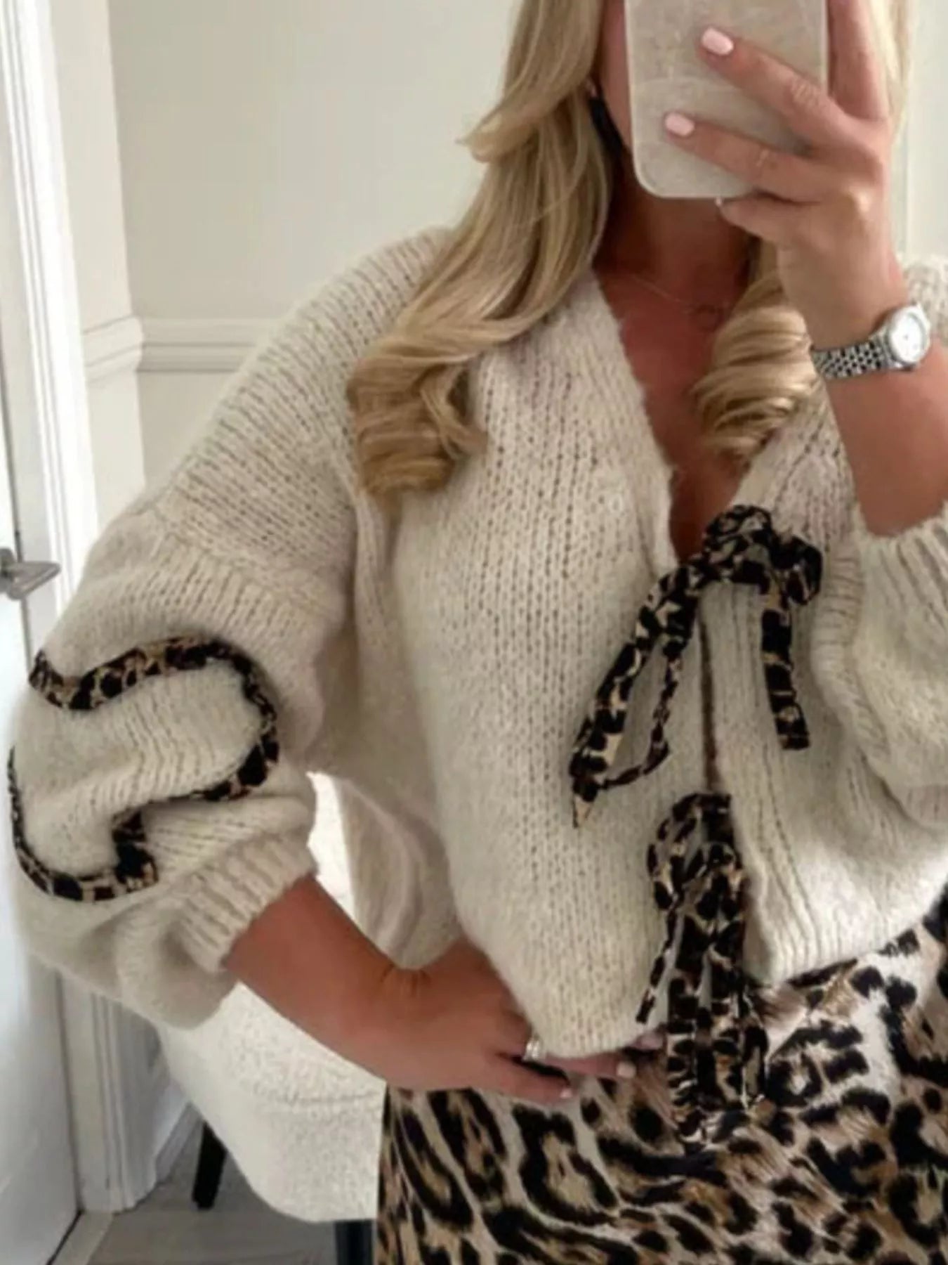 Tie Front Long Sleeve Sweater