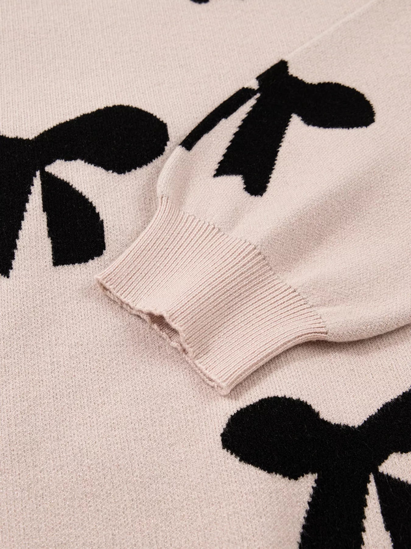 Pearl Embellished Bow Pattern Loose Sweater