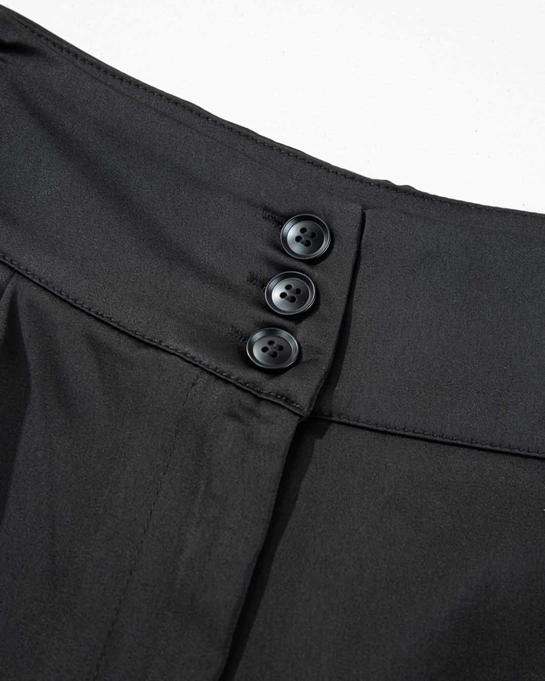 Black Button High Waist Tapered Pants   