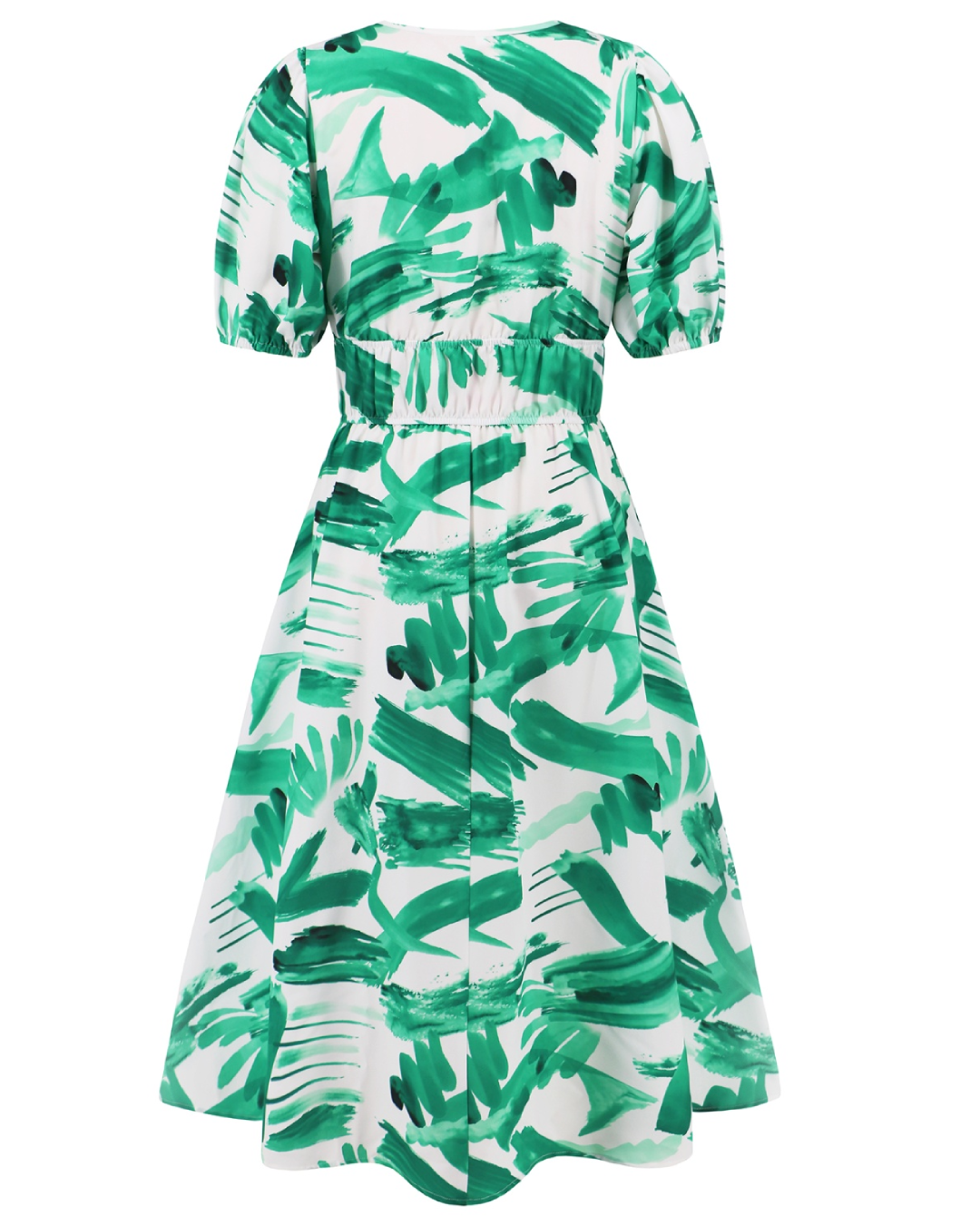 Ruched Printed Surplice Dress   