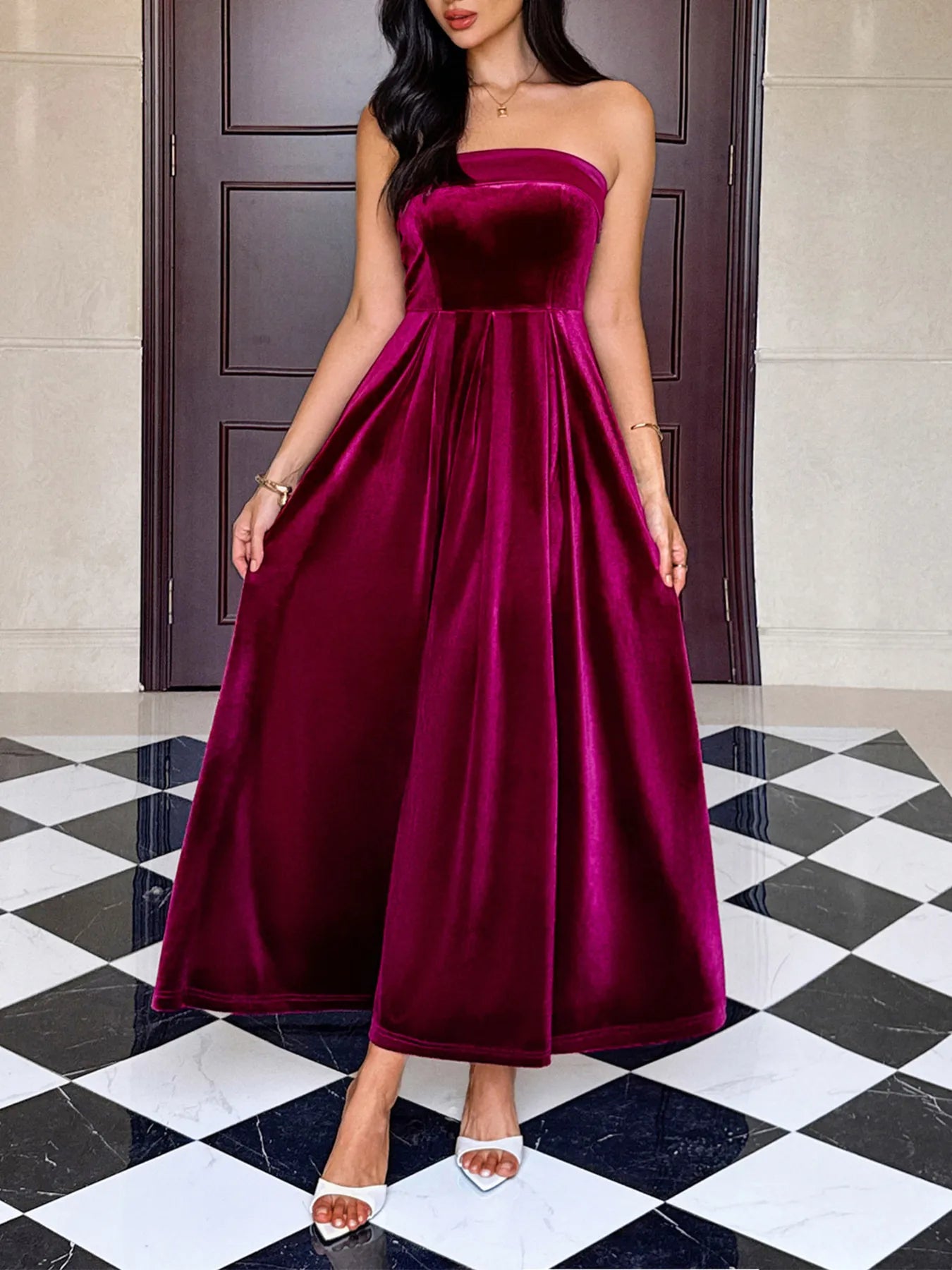 Velvet Tube Midi Dress