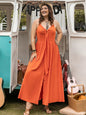 Plus Size Halter Neck Midi Dress Orange 0XL
