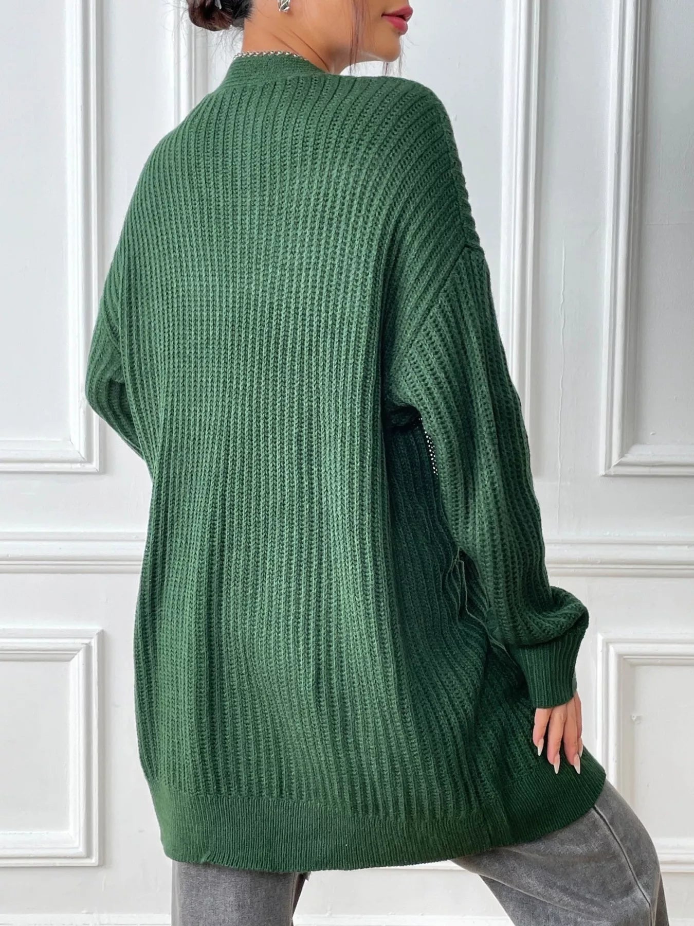 Open Front Drop Shoulder Cardigan