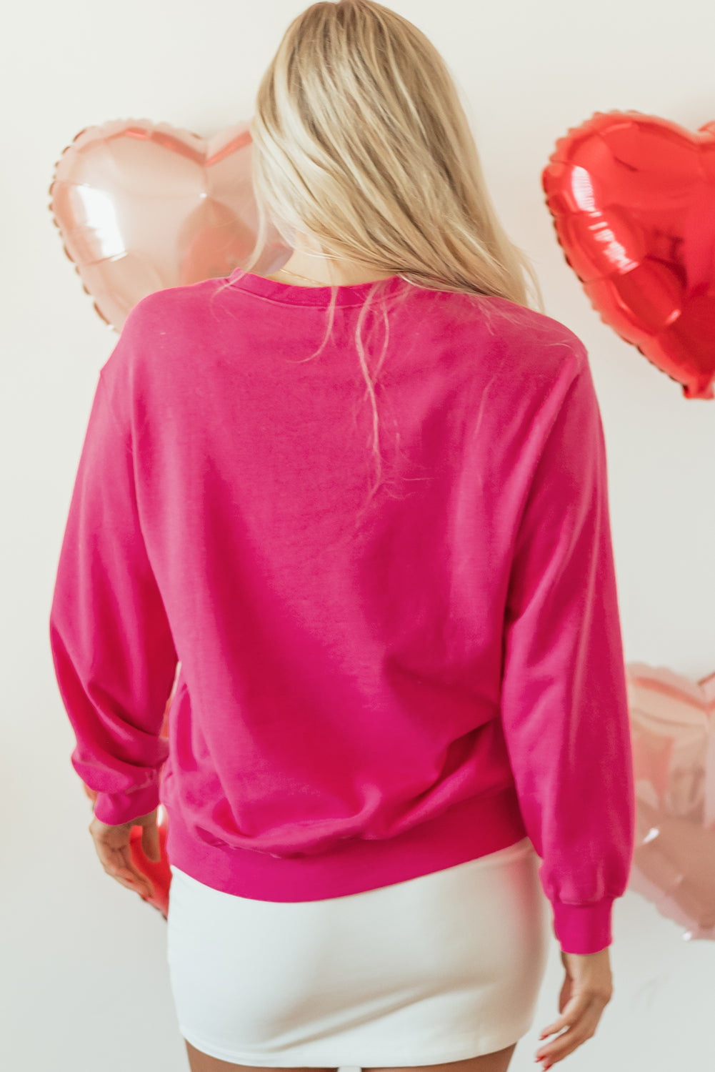 Sequin Double Heart Graphic Sweatshirt