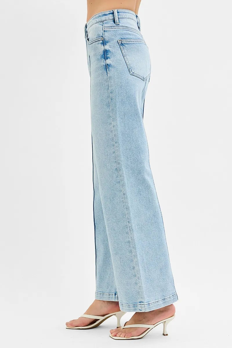 High Waist Wide Leg Pintuck Detailed Plus Size