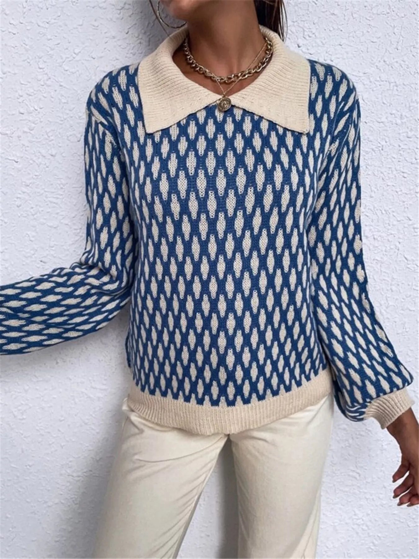 Diamond Pattern Collar Sweater