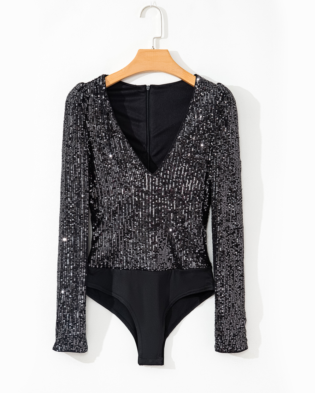 Sequin V-Neck Bodysuit   