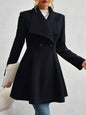 Collared Neck Double Breasted Coat Black S