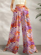 Printed Wide Leg Pants Pink Purple S