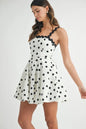 MABLE Polka Dot Mini Dress with Ricrac Trim Strap Cream S