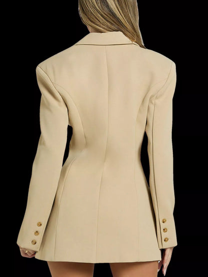 Lapel Collar Fitted Blazer Dress