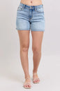 Judy Blue Mid Rise Washed Denim Shorts Plus Size MD S