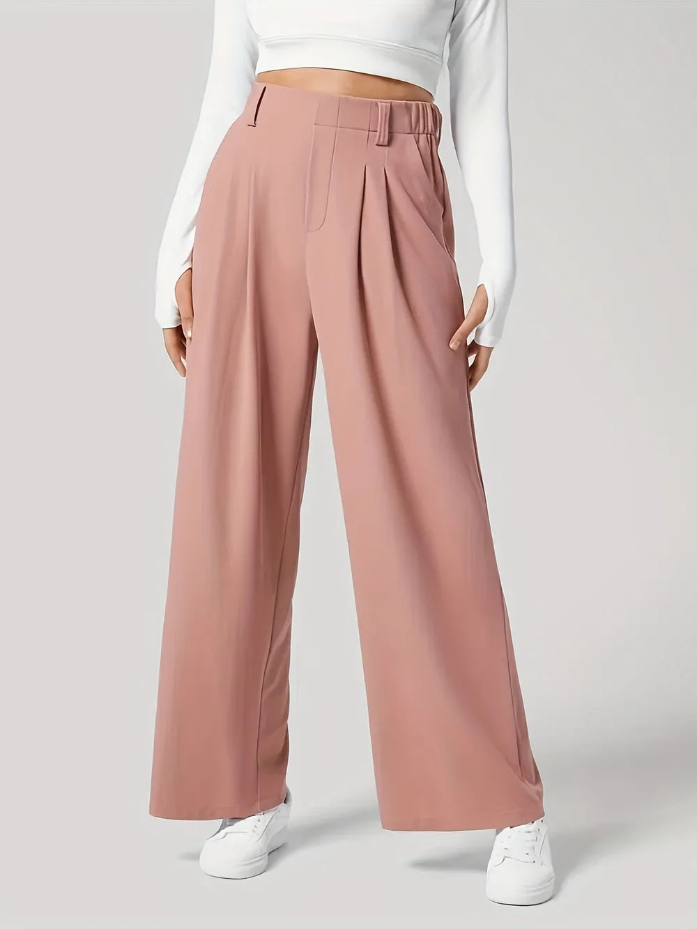 Wide Leg Pants with Pockets Pale Blush XS
