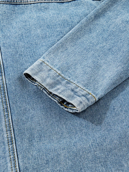 Patched Pockets Side Tie Denim Jacket