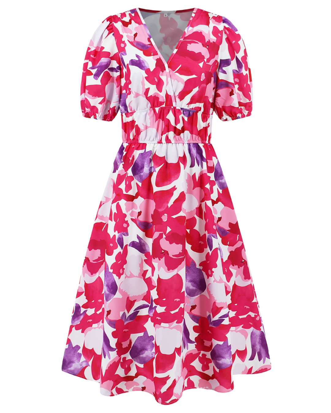 Ruched Printed Surplice Dress   