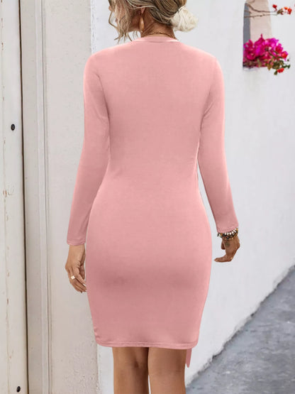 Round Neck Long Sleeve Bodycon Dress